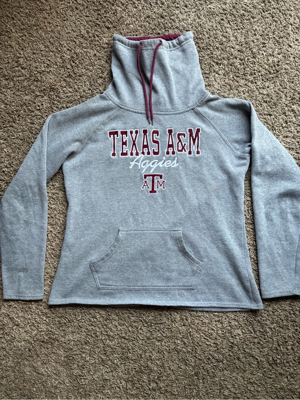 Colosseum Gray Hoodie with Maroon Lining and Texas A&M Logo